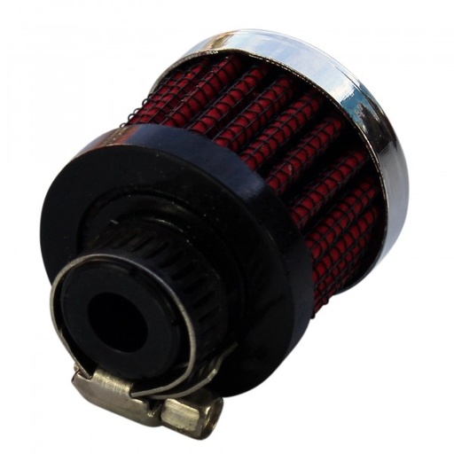 [68-507] Valve Cover Breather Clamp On 5/16"(8mm) Id Neck Chrome Red Filter