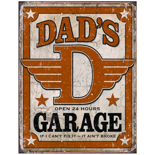 [MSI1894] Dads Garage Open 24 Hours If I Can't Fix It Metal Sign Reproduction 32cm x 41cm