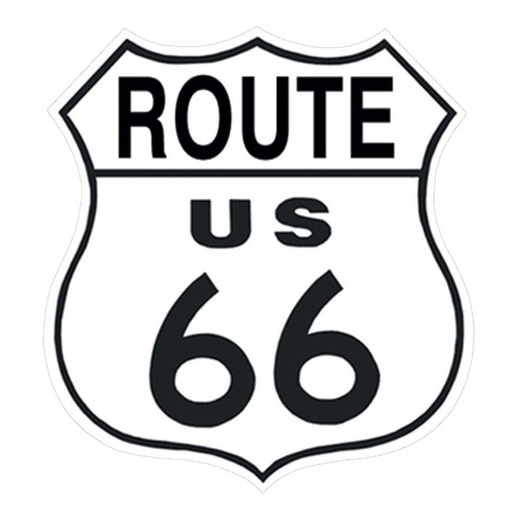 [MSI679] Route 66 Shield Cut to Shape Embossed Metal Sign Reproduction 28cm x 28cm