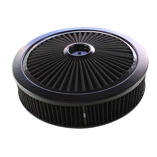 [47629] Extraflow All Black Air Filter Cleaner 14" x 3" Holley Edelbrock Recessed Base