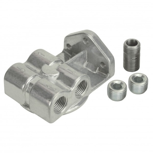 [1045] Derale Single Side Ports 1/2" NPT Remote Filter Mount Dual Side Ports 25709