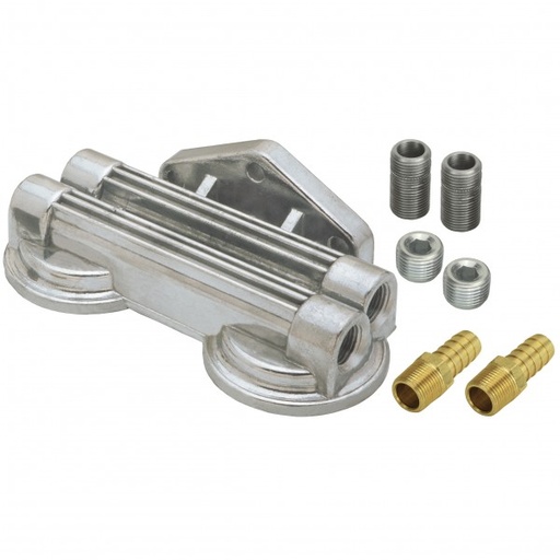 [15707] Derale Single Side Ports 1/2" NPT Remote Filter Mount Dual Side Ports