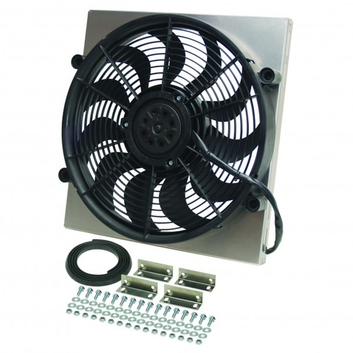 [16816] High Output Single 17" Electric Radiator Fan Alum Shroud Kit-16-3/4"x17-5/8"x3"