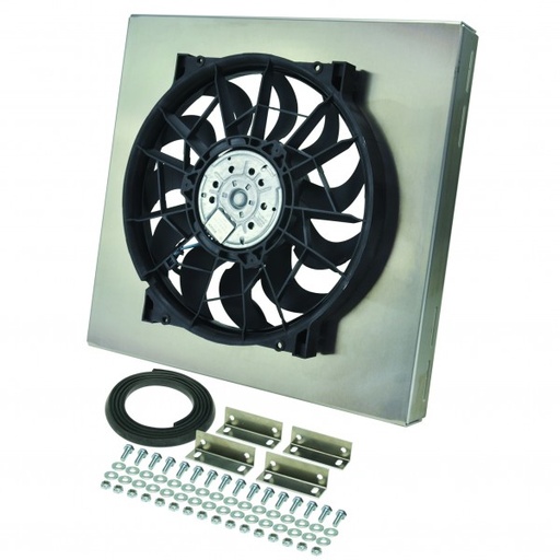 [16817] High Output Single 14" Electric Radiator Fan Alum Shroud Kit-17"x16-3/8"x2-3/4"