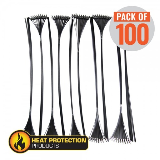 [214100] Exhaust Wrap Stainless Black Locking Ties 355mm(14 Inch) Long Heavy Duty Qty 100