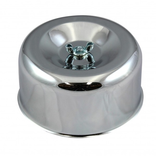 [2338] Chrome Plain Mini Style Air Cleaner 4" Wide x 2" Tall  -2 5/8" & 2-5/16" neck