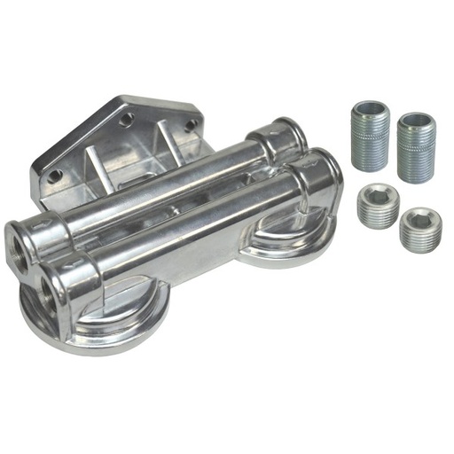 [25707] Dual Side Ports 1/2" NPT Filter Mount with 3/4"-16 Filter Threads  Derale