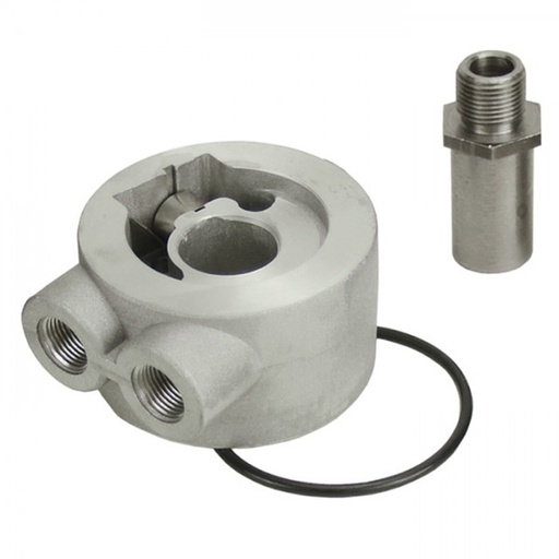 [25730] Thermostatic Engine Sandwich Adapter 3/8"NPT, 3/4"-16 Filter Thread Derale