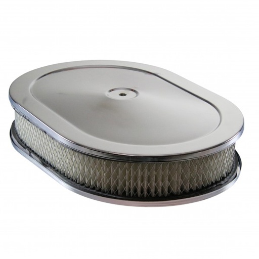 [40800] Oval Chrome Steel Air Cleaner 12" x 2" Holley Edelbrock Quadrajet Carter