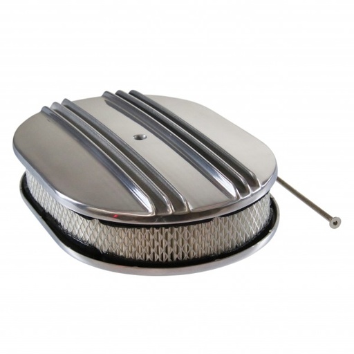 [40801] Oval Dual Centre Finned Alum Air Cleaner 12" x 2" Holley Edelbrock Quadrajet