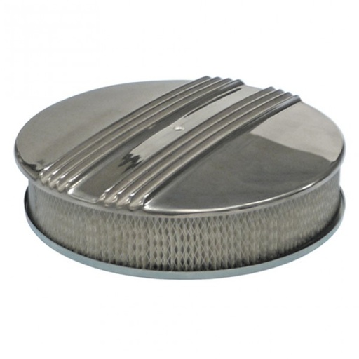 [40802] Dual Centre Finned Aluminium Air Cleaner 14" x 3" Holley Edelbrock Paper Filter
