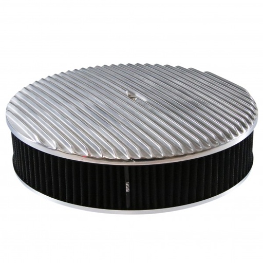 [40859] Full Finned Aluminium Air Cleaner 14" x 3" Holley Edelbrock Black Cotton Filter