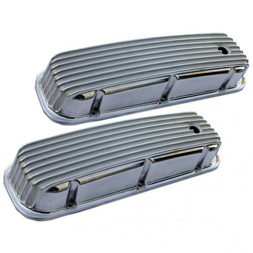 [40904] Valve Covers Alloy Chevrolet BB 396-502 Tall Polished Finned Baffled-pr