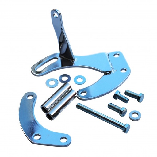 [41307] Power Steering Pump Chrome Steel Bracket Kit Chevrolet Sm Block Swp