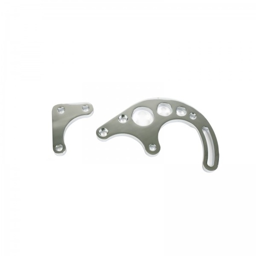 [41339] Power Steering Pump Polished Aluminium (2 pce) Bracket Chevrolet Sm Block Lwp