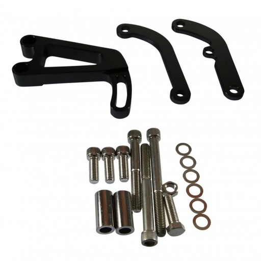 [41347] Power Steering Pump Bracket Small Block Chev LWP Black Alum Driver Side Mount LHD Vehicle