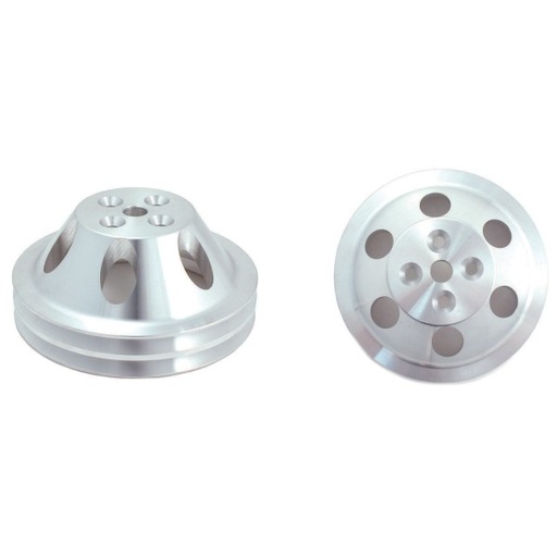 [4379] Pulley Upper Double Groove Swp Polished Alloy Small Block Chevrolet 265-400