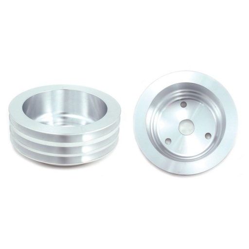 [4449] Pulley Crankshaft Triple Groove Lwp Polished Alloy Small Block Chevrolet 265-400