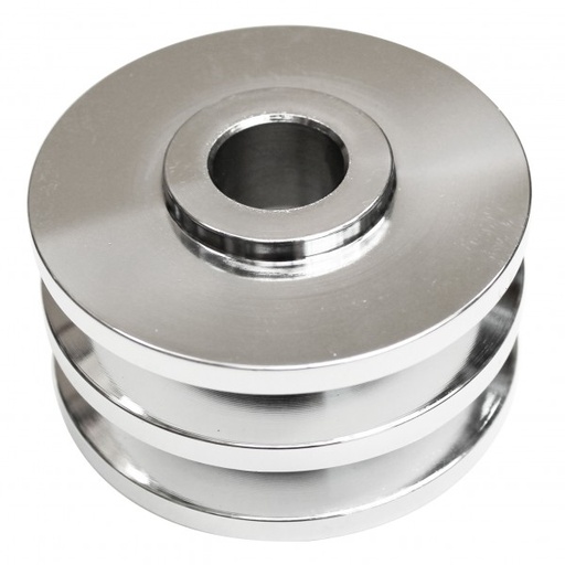 [44501] Pulley Alternator Double Groove Sm Block Chevrolet Steel Chrome 2.80 Inch