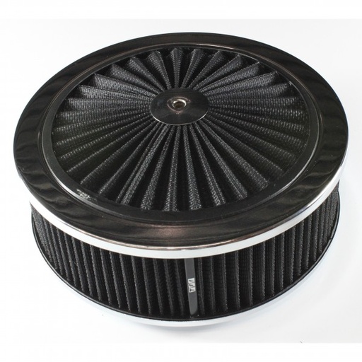 [45821] Extraflow Black Chrome Air Cleaner Filter 9" x 3" Assy fit Holley 5-1/8" Base