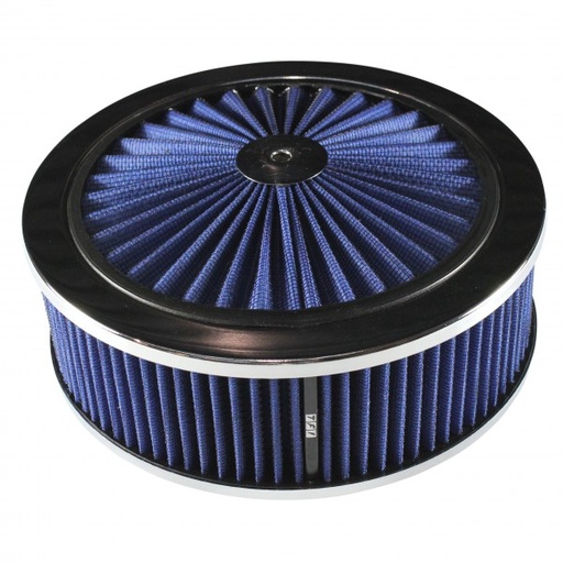 [45826] Extraflow Blue Chrome Air Cleaner Filter 9"x 3" Assy fit Holley 5-1/8" Base