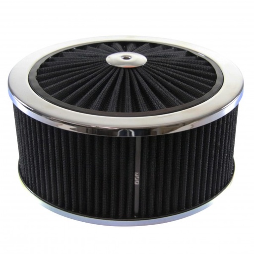 [45921] Extraflow Black Chrome Air Cleaner Filter 9" x 4" Assy fit Holley 5-1/8" Base