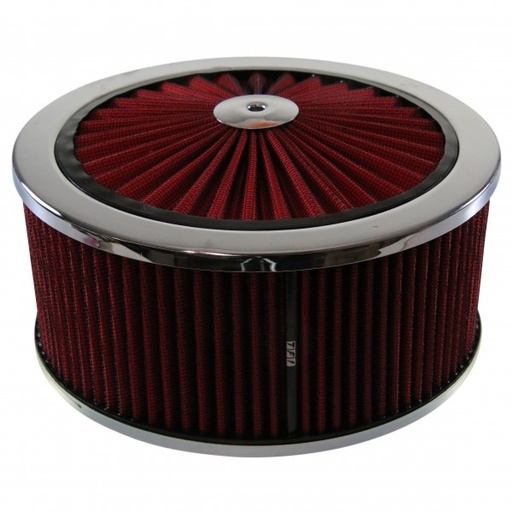 [45922] Extraflow Red Chrome Air Cleaner Filter 9"x 4" Assy fit Holley 5-1/8" Base
