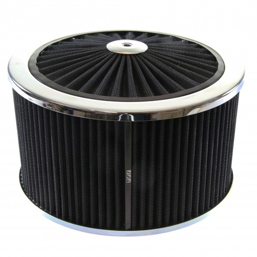 [45931] Extraflow Black Chrome Air Cleaner Filter 9" x 5" Assy fit Holley 5-1/8" Base