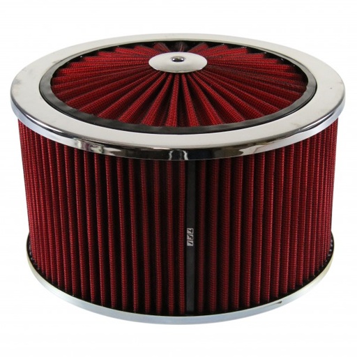 [45932] Extraflow Red Chrome Air Cleaner Filter 9"x 5" Assy fit Holley 5-1/8" Base