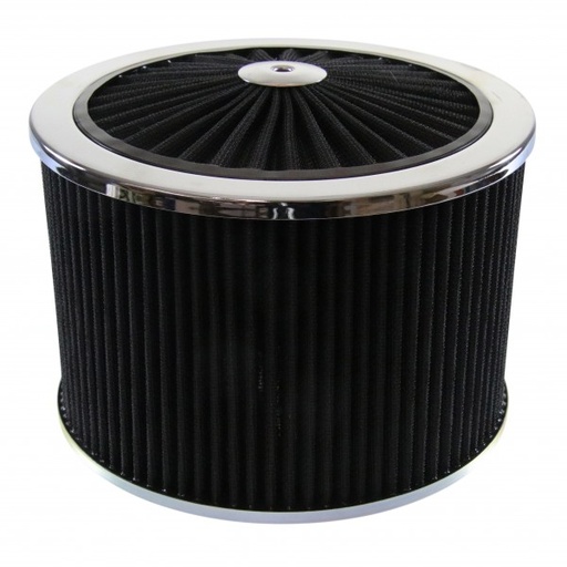 [45941] Extraflow Black Chrome Air Cleaner Filter 9" x 6" Assy fit Holley 5-1/8" Base