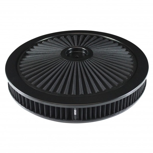 [47649] Extraflow All Black Air Filter Cleaner 14" x 2" Holley Edelbrock Recessed Base