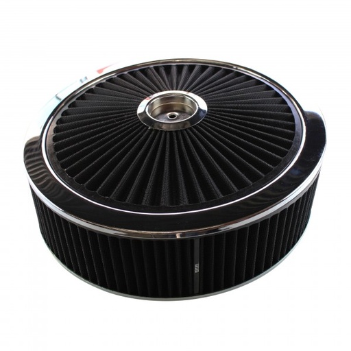 [47661] Extraflow Black Chrome Air Filter Cleaner 14" x 4" Holley Holden Quadrajet Base