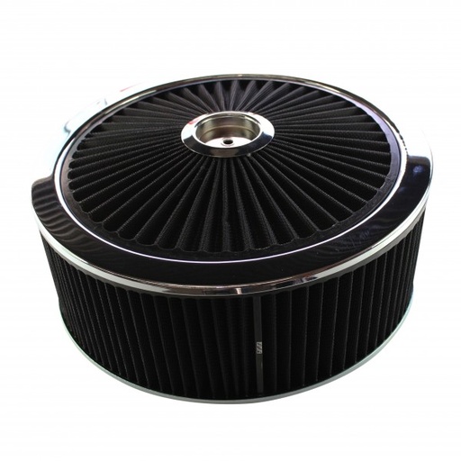 [47681] Extraflow Black Chrome Air Filter Cleaner 14" x 5" Holley Holden Quadrajet Base