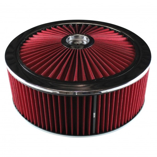 [47682] Extraflow Red Chrome Air Filter Cleaner 14" x 5" Holley or Holden Quadrajet Base