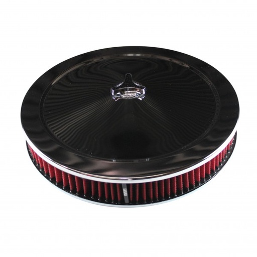 [476-921W] Chrome Air Filter Cleaner 14" x 2" Holley or Holden Quadrajet Base Red Washable