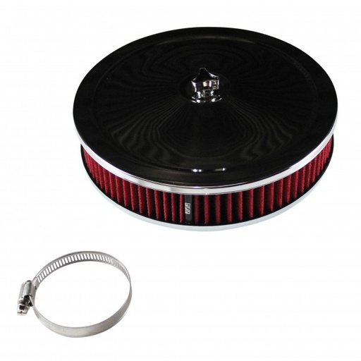 [47712] Chrome Air Cleaner 9" Wide x 2" Tall Suit 2-5/16" Stromberg Carb Red Element