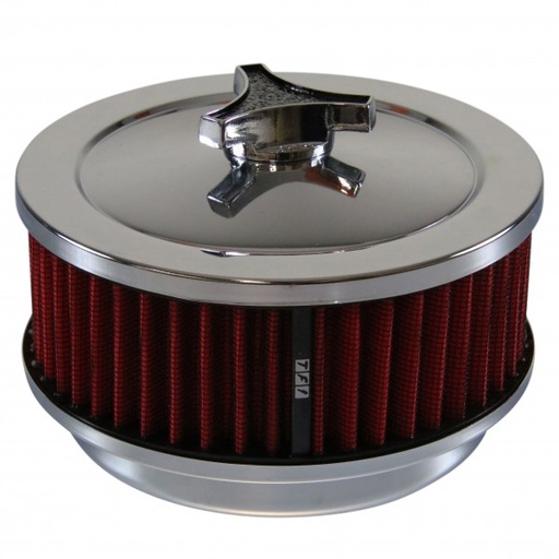 [47802] Chrome Air Cleaner 6-3/8" Wide x 2-1/2" Tall Suit 5-1/8" Holley Carb Red Element