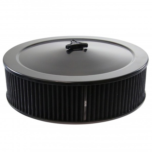 [478-921BLK] Black Air Filter Cleaner 14" x 4" Holley Holden Quadrajet Base Washable Element
