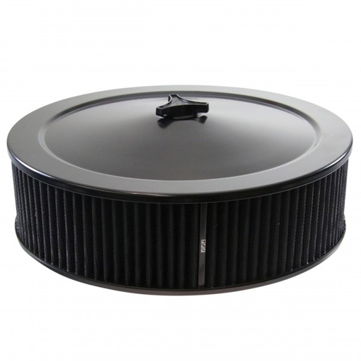 [478-941BLK] Black Air Filter Cleaner 14" x 4" Holley Rochester Recessed Base Washable Elemen