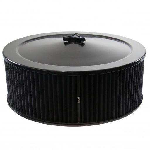 [479-921BLK] Black Air Filter Cleaner 14" x 5" Holley Holden Quadrajet Base Washable Element
