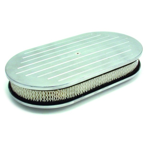 [4911] Oval Polished Ball Milled Air Cleaner 15" x 2" Holley Edelbrock Quadrajet Carter