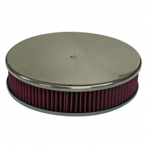 [49132] Smooth Polished Aluminium Air Cleaner 14" x 3" Holley Edelbrock Red Filter