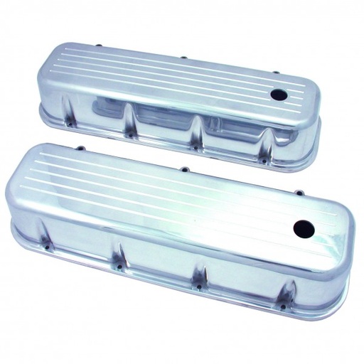 [5012S] Valve Covers Alloy Chevrolet BB 396-502 Tall Polished Ball Milled Baffled-pr