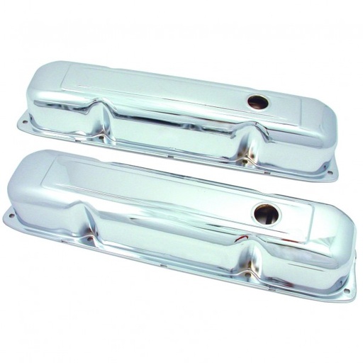 [5277] Valve Covers Chrome Chrysler BB V8 361-383-400-413-426-440 OEM Height Baffled-pr