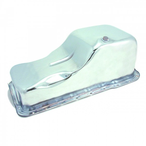 [5489] Oil Pan Ford Windsor 221-260-289-302 1963-96 Front Sump Stock Capacity Chrome
