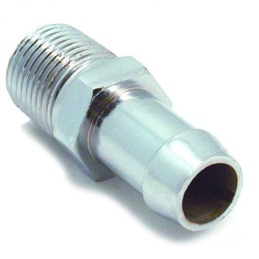 [5953] Heater Hose Fitting 5/8" Barb 1/2" Npt Thread Chrome Chevrolet V8 Small BB Block