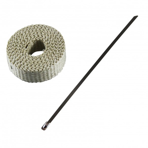 [621010E] Exhaust Wrap 25mm(1") x 3mt(10ft) with Stainless Steel Lock Tie Rated 650C
