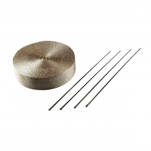 [622100E] Exhaust Wrap 50mm(2") x 30mt(100ft) with 4 Stainless Steel Lock Tie Rated 650C