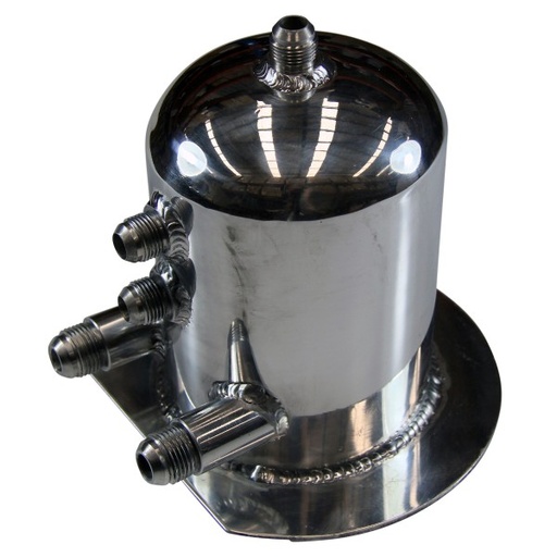 [6591] Surge Tank 1.5 Litre Polished Alloy with AN Male Fittings 190mm Tall