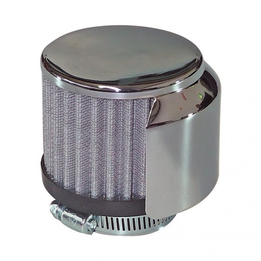 [66-018] Valve Cover Breather Clamp On 1-1/2"(38mm) Id Chrome Top+Shield White Element